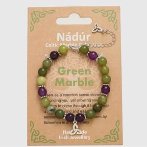 Green and Purple Marble Bracelet from ireland with trinity knot